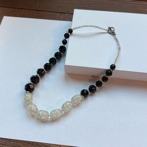 Elegant Black and White Beaded Necklace
